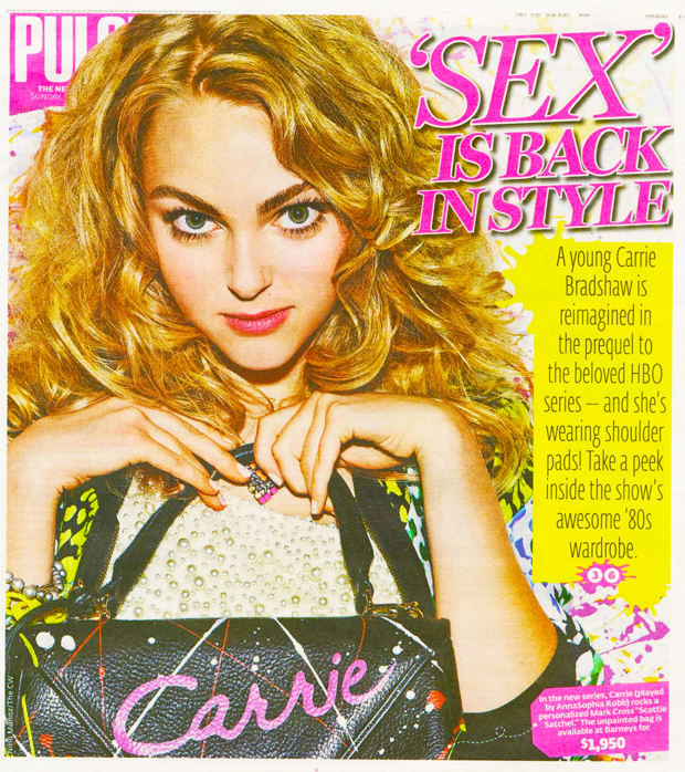 The Carrie Diaries stars Annasophia Robb as teenage Carrie Bradshaw in the Sex and the City prequel; Eric Daman is the costume designer for the series. Scottie Bag by Mark Cross.